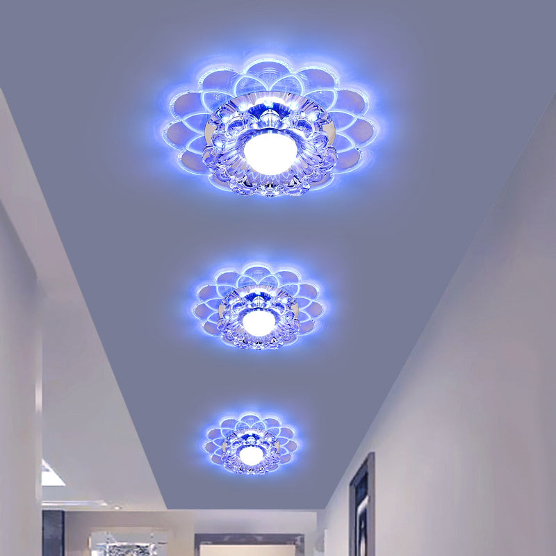 Contemporary Floral Flush Ceiling Light Crystal Entryway LED Flush Mount Lighting in Clear Clearhalo 'Ceiling Lights' 'Close To Ceiling Lights' 'Close to ceiling' 'Flush mount' Lighting' 2253482