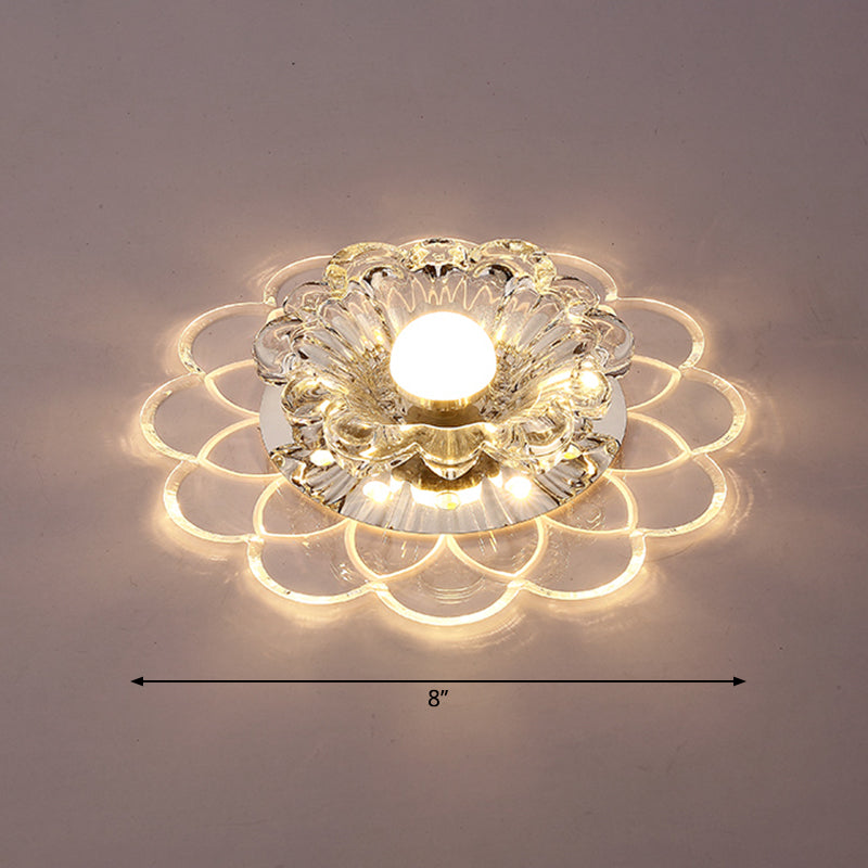 Contemporary Floral Flush Ceiling Light Crystal Entryway LED Flush Mount Lighting in Clear Clear Warm Clearhalo 'Ceiling Lights' 'Close To Ceiling Lights' 'Close to ceiling' 'Flush mount' Lighting' 2253483