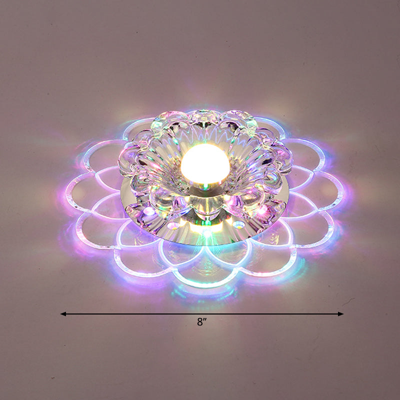 Contemporary Floral Flush Ceiling Light Crystal Entryway LED Flush Mount Lighting in Clear Clear Multi Color Clearhalo 'Ceiling Lights' 'Close To Ceiling Lights' 'Close to ceiling' 'Flush mount' Lighting' 2253485