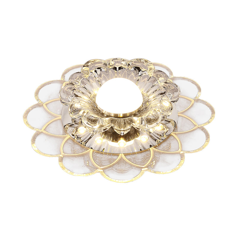 Contemporary Floral Flush Ceiling Light Crystal Entryway LED Flush Mount Lighting in Clear Clearhalo 'Ceiling Lights' 'Close To Ceiling Lights' 'Close to ceiling' 'Flush mount' Lighting' 2253486