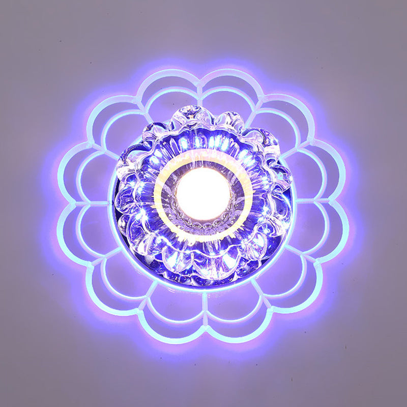 Flower Shade LED Flush Mount Light Simplicity Crystal Corridor Flush Mount Ceiling Light in Clear Clear Blue Clearhalo 'Ceiling Lights' 'Close To Ceiling Lights' 'Close to ceiling' 'Flush mount' Lighting' 2253492