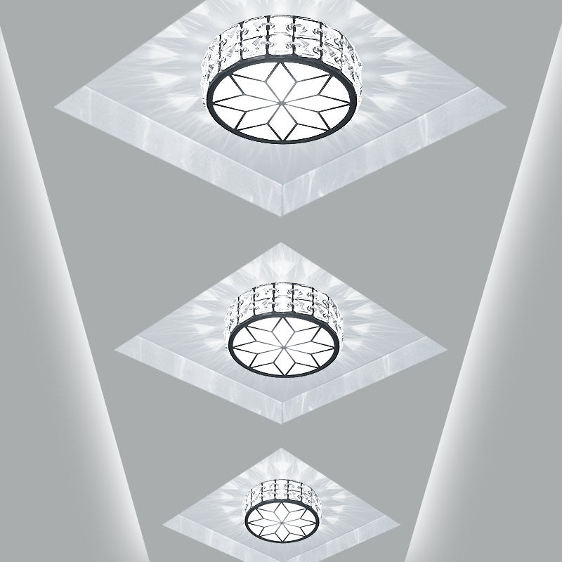 Beveled Crystal Drum Flush Mount Lighting Minimalist Black LED Flush Mount in White Light Clearhalo 'Ceiling Lights' 'Close To Ceiling Lights' 'Close to ceiling' 'Flush mount' Lighting' 2253504