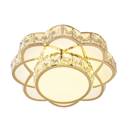 Floral Flush Ceiling Light Contemporary Crystal-Encrusted Gold LED Flush Mount Lighting Fixture Clearhalo 'Ceiling Lights' 'Close To Ceiling Lights' 'Close to ceiling' 'Flush mount' Lighting' 2253516