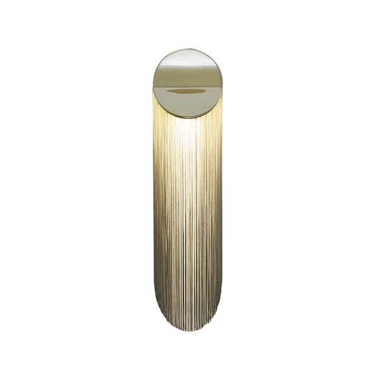 Fringed Wall Light Fixture Postmodern Metallic Single-Bulb Bedside Wall Mounted Lamp in Gold Clearhalo 'Cast Iron' 'Glass' 'Industrial' 'Modern wall lights' 'Modern' 'Tiffany' 'Traditional wall lights' 'Wall Lamps & Sconces' 'Wall Lights' Lighting' 2253542