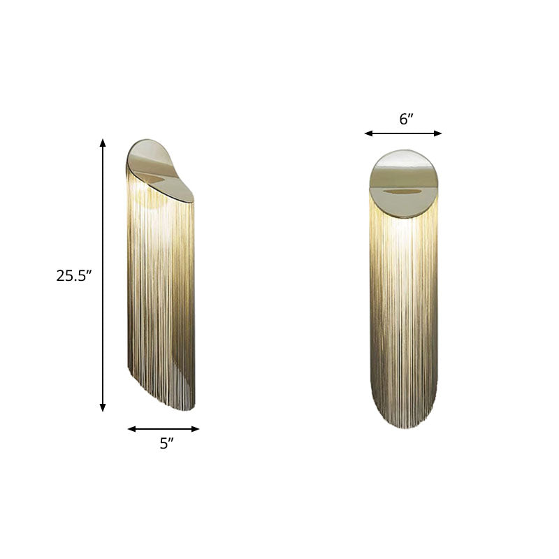 Fringed Wall Light Fixture Postmodern Metallic Single-Bulb Bedside Wall Mounted Lamp in Gold Clearhalo 'Cast Iron' 'Glass' 'Industrial' 'Modern wall lights' 'Modern' 'Tiffany' 'Traditional wall lights' 'Wall Lamps & Sconces' 'Wall Lights' Lighting' 2253544