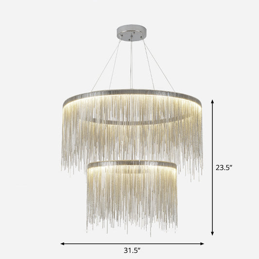 Fringed Round Living Room Ceiling Lighting Metal Post-Modern Hanging Pendant Light Clearhalo 'Ceiling Lights' 'Modern Pendants' 'Modern' 'Pendant Lights' 'Pendants' Lighting' 2253554