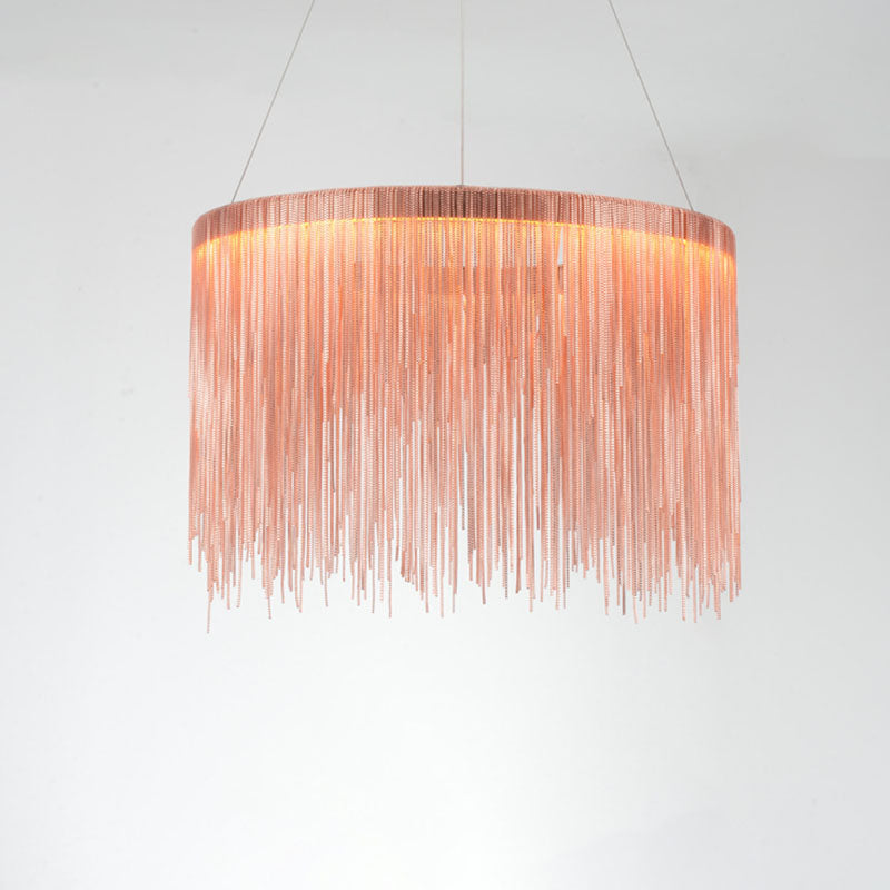 Metal Fringe Circular Pendant Light Postmodern Style Single Suspension Light Fixture for Living Room Rose Gold 16" Clearhalo 'Ceiling Lights' 'Modern Pendants' 'Modern' 'Pendant Lights' 'Pendants' Lighting' 2253557