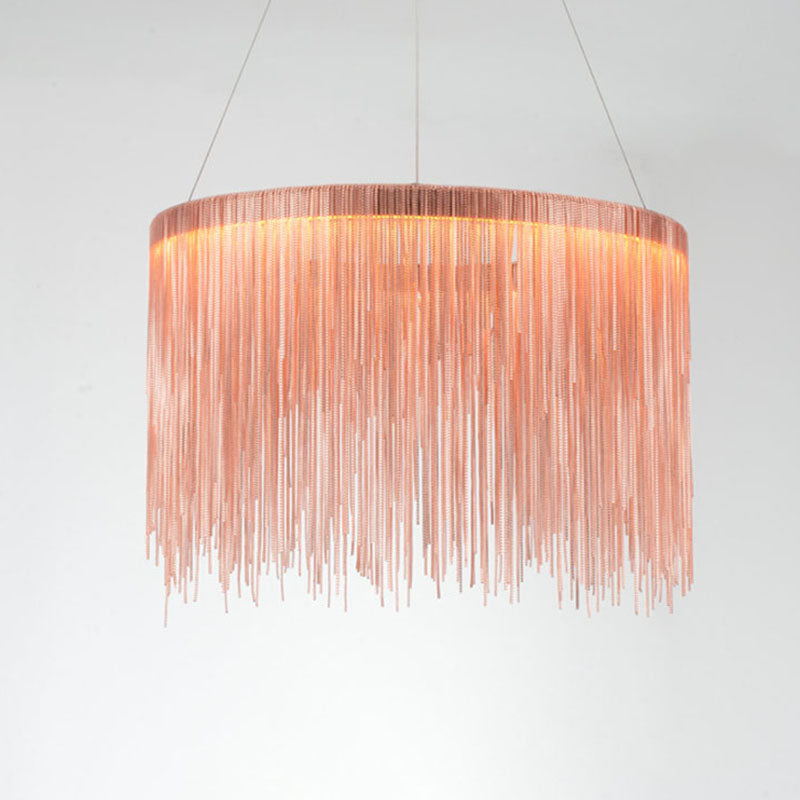 Metal Fringe Circular Pendant Light Postmodern Style Single Suspension Light Fixture for Living Room Rose Gold 23.5" Clearhalo 'Ceiling Lights' 'Modern Pendants' 'Modern' 'Pendant Lights' 'Pendants' Lighting' 2253558