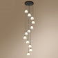 Spiral Bell Shade Staircase Hanging Light Cream Glass Simplicity Multi Light Pendant 12 Black Clearhalo 'Ceiling Lights' 'Modern Pendants' 'Modern' 'Pendant Lights' 'Pendants' Lighting' 2253596
