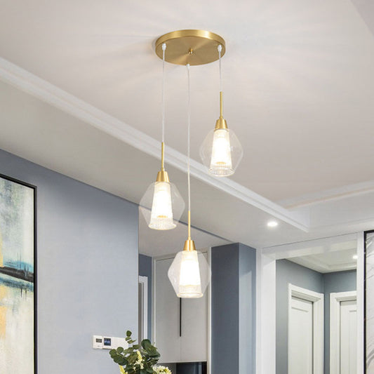 Clear Handblown Glass Shaded Multi Ceiling Light Nordic Style Gold Suspension Lighting for Staircase Clearhalo 'Ceiling Lights' 'Modern Pendants' 'Modern' 'Pendant Lights' 'Pendants' Lighting' 2253613