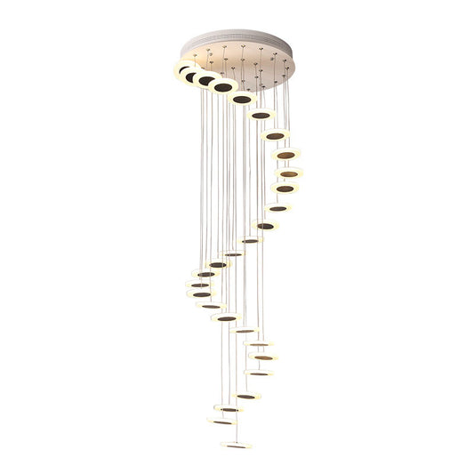 Spiral Disc Multi Ceiling Lamp Contemporary Staircase Suspension Light Fixture in White 28 White Clearhalo 'Ceiling Lights' 'Modern Pendants' 'Modern' 'Pendant Lights' 'Pendants' Lighting' 2253632
