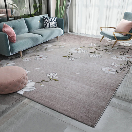 Western Plant Print Rug Multi-Color Polyster Area Carpet Pet Friendly Stain-Resistant Indoor Rug for Parlor Khaki Clearhalo 'Area Rug' 'Rug' 2253657