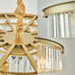 6/12 Lights Dining Room Chandelier 19.5"/25.5" Dia Contemporary Brass Flush Mount with Round Crystal Shade Clearhalo 'Ceiling Lights' 'Chandeliers' 'Modern Chandeliers' 'Modern' Lighting' 225366