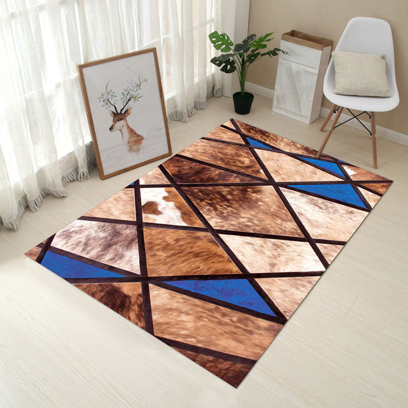 Multi Colored Creative Rug Polypropylene Floral Printed Area Carpet Non-Slip Washable Pet Friendly Rug for Decor Tan Clearhalo 'Area Rug' 'Rug' 2253662
