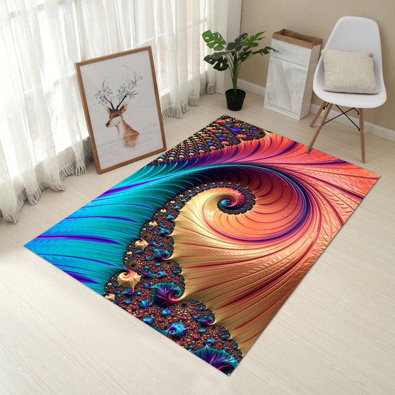 Multi Colored Creative Rug Polypropylene Floral Printed Area Carpet Non-Slip Washable Pet Friendly Rug for Decor Yellow-Red Clearhalo 'Area Rug' 'Rug' 2253669