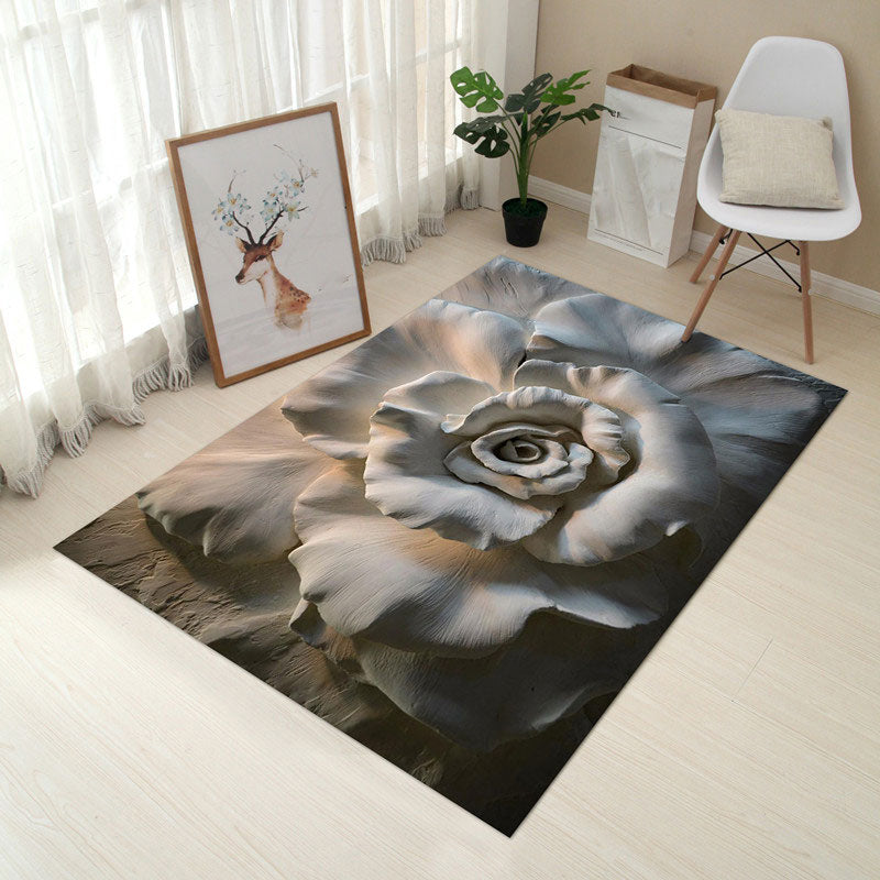 Multi Colored Creative Rug Polypropylene Floral Printed Area Carpet Non-Slip Washable Pet Friendly Rug for Decor Smoke Gray Clearhalo 'Area Rug' 'Rug' 2253676