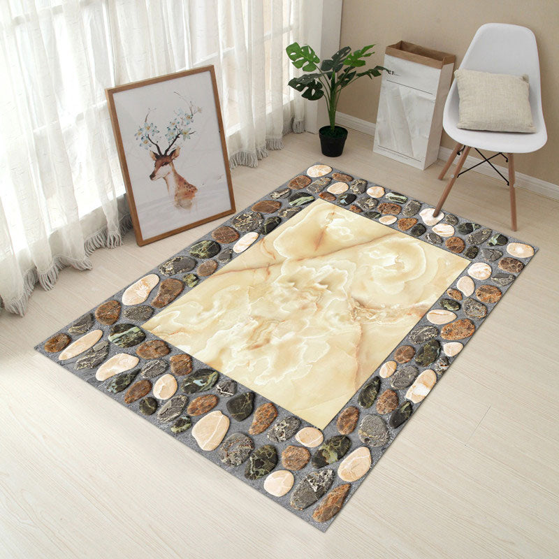 Multi Colored Creative Rug Polypropylene Floral Printed Area Carpet Non-Slip Washable Pet Friendly Rug for Decor Tan Clearhalo 'Area Rug' 'Rug' 2253677