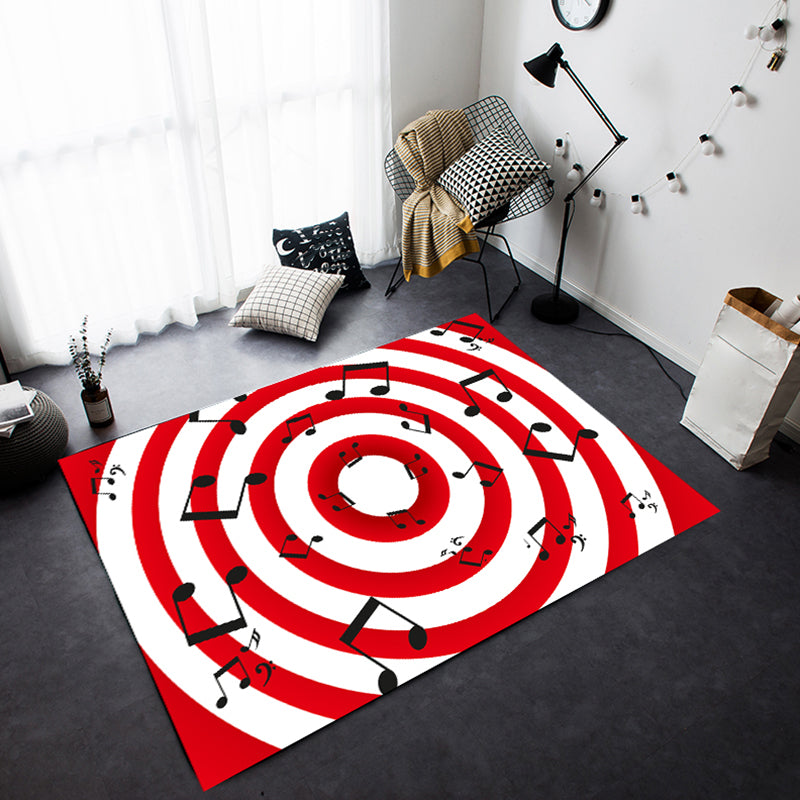 Multi-Colored Bedroom Rug Funky Music Printed Area Rug Polyster Anti-Slip Backing Pet Friendly Carpet Red Clearhalo 'Area Rug' 'Rug' 2253695