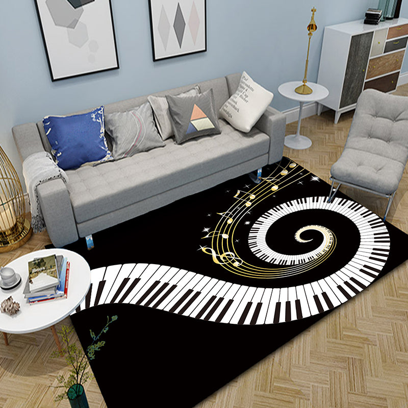 Multi-Colored Bedroom Rug Funky Music Printed Area Rug Polyster Anti-Slip Backing Pet Friendly Carpet White Clearhalo 'Area Rug' 'Rug' 2253696