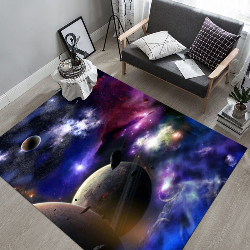 Multi Color Novelty Rug Polyster Space Pattern Area Rug Non-Slip Backing Machine Washable Carpet for Bedroom Blue-Purple Clearhalo 'Area Rug' 'Rug' 2253730