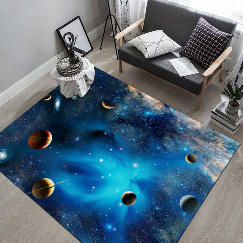 Multi Color Novelty Rug Polyster Space Pattern Area Rug Non-Slip Backing Machine Washable Carpet for Bedroom Royal Blue Clearhalo 'Area Rug' 'Rug' 2253732