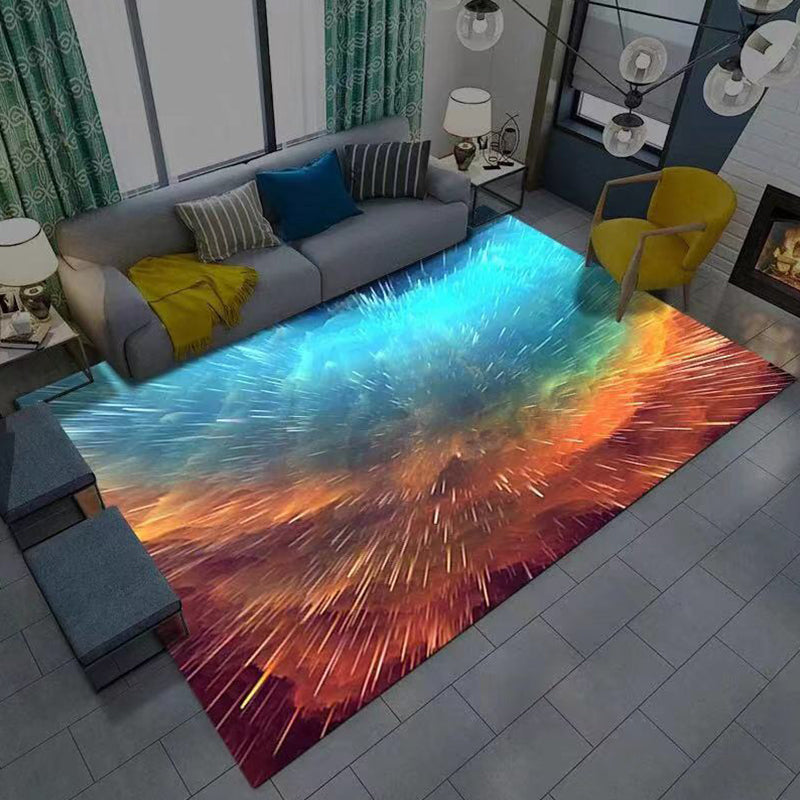 Multi Color Novelty Rug Polyster Space Pattern Area Rug Non-Slip Backing Machine Washable Carpet for Bedroom Lake Blue Clearhalo 'Area Rug' 'Rug' 2253735