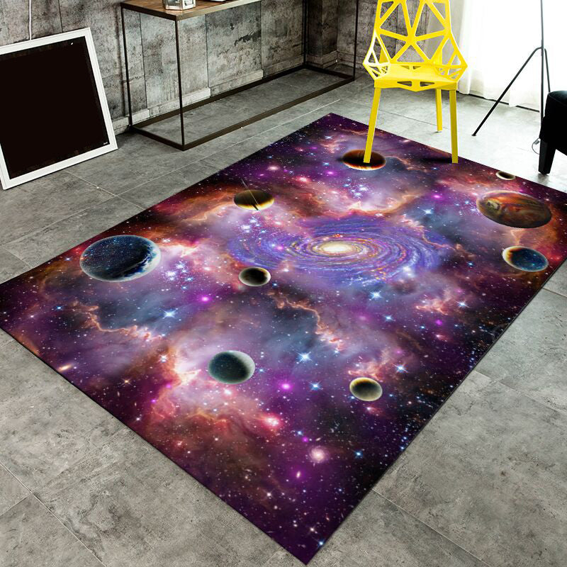Multi Color Novelty Rug Polyster Space Pattern Area Rug Non-Slip Backing Machine Washable Carpet for Bedroom Grape Clearhalo 'Area Rug' 'Rug' 2253737