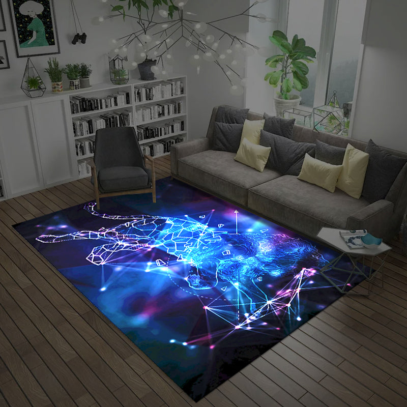 Multi Color Novelty Rug Polyster Space Pattern Area Rug Non-Slip Backing Machine Washable Carpet for Bedroom Peacock Blue Clearhalo 'Area Rug' 'Rug' 2253742