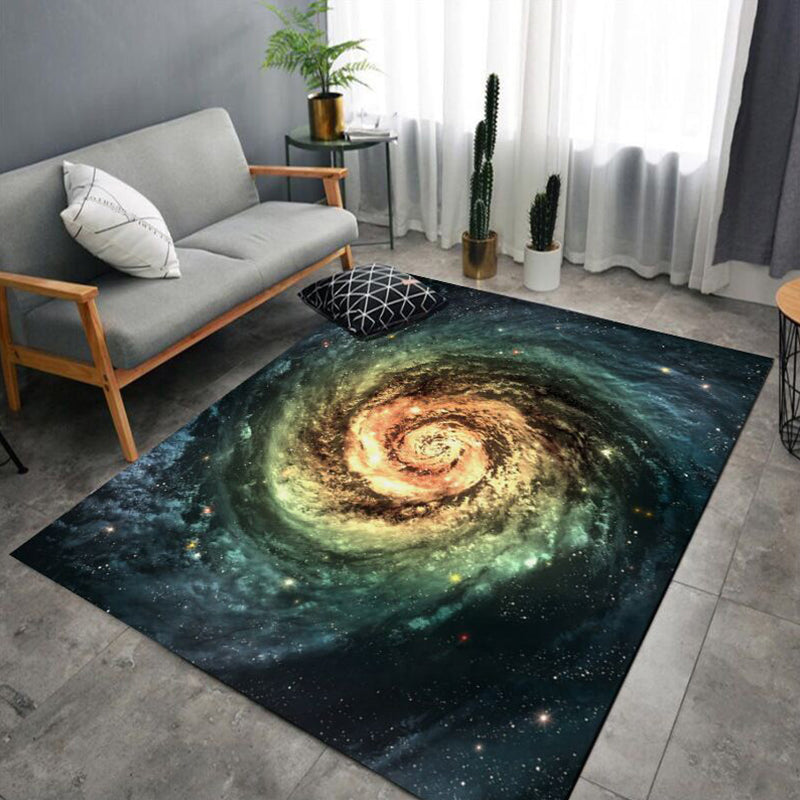 Multi Color Novelty Rug Polyster Space Pattern Area Rug Non-Slip Backing Machine Washable Carpet for Bedroom Blackish Green Clearhalo 'Area Rug' 'Rug' 2253745