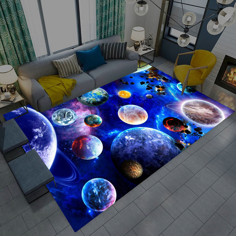 Casual Living Room Rug Multi-Color Space Print Carpet Polypropylene Anti-Slip Backing Indoor Rug Ocean Blue Clearhalo 'Area Rug' 'Rug' 2253757
