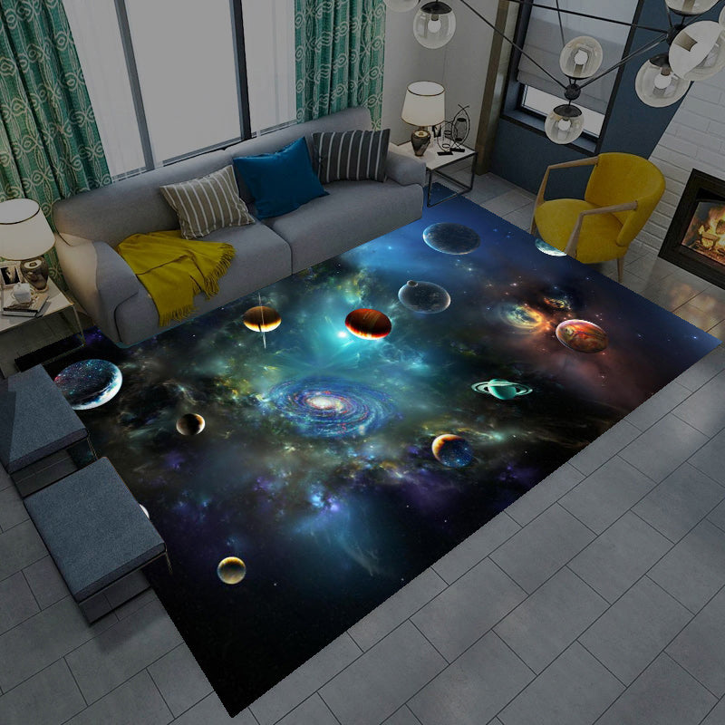 Casual Living Room Rug Multi-Color Space Print Carpet Polypropylene Anti-Slip Backing Indoor Rug Navy Clearhalo 'Area Rug' 'Rug' 2253761