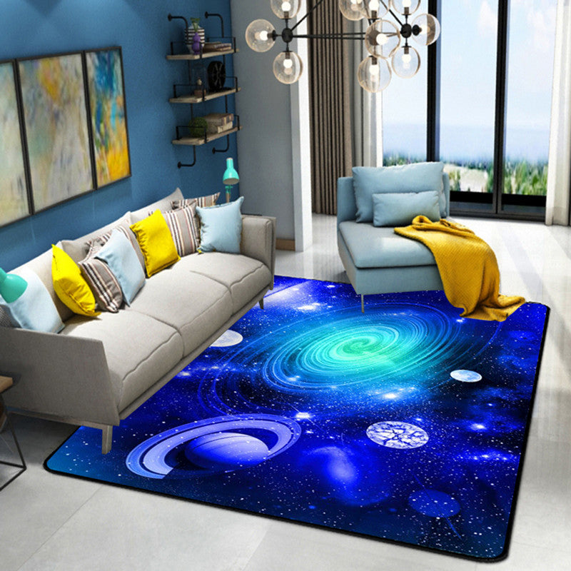 Casual Living Room Rug Multi-Color Space Print Carpet Polypropylene Anti-Slip Backing Indoor Rug Lake Blue Clearhalo 'Area Rug' 'Rug' 2253764