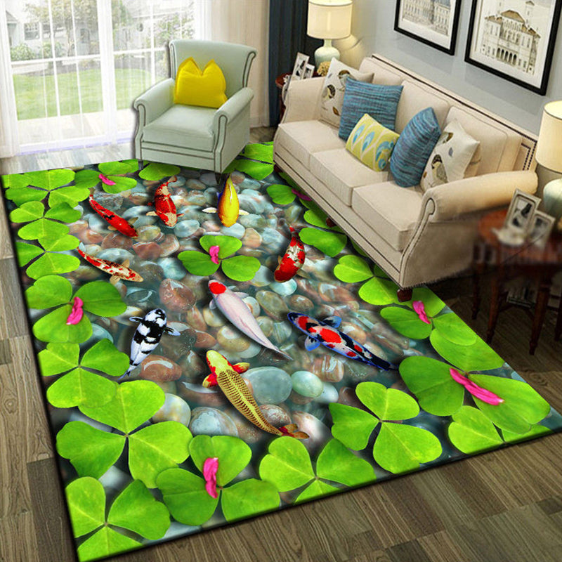 Relaxing Living Room Multi-Colored Animal Pattern Rug Synthetics Pet Friendly Washable Carpet Turquoise Clearhalo 'Area Rug' 'Rug' 2253784