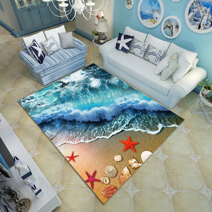 Novelty Living Room Rug Multi-Color Beach Pattern Carpet Polypropylene Anti-Slip Backing Washable Rug Blue-Green Clearhalo 'Area Rug' 'Rug' 2253807