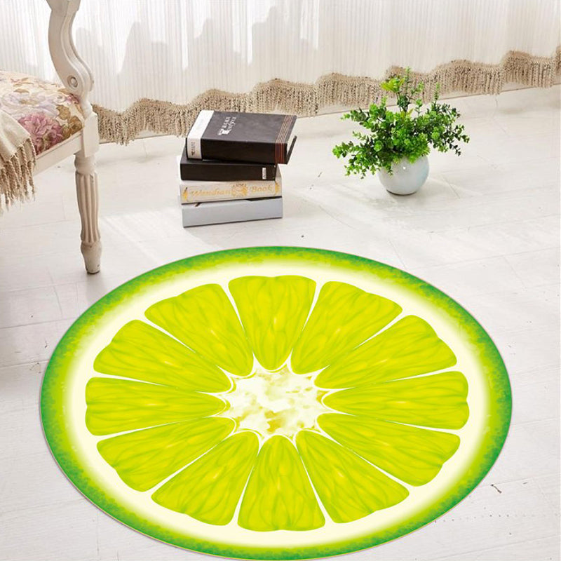 Multi-Colored Fruit Pattern Rug Polyster Casual Area Carpet Pet Friendly Washable Easy Care Rug for Decoration Lemon Green Clearhalo 'Area Rug' 'Rug' 2253843