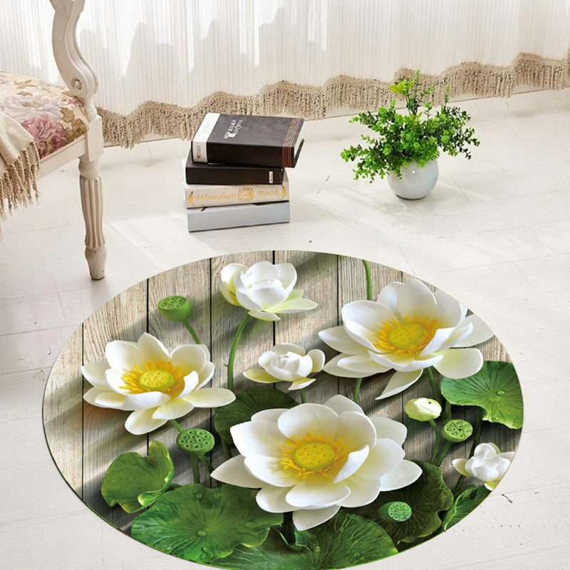 Comfort 3D Plant Pattern Rug Multi-Colored Polypropylene Area Carpet Easy Care Machine Washable Rug for Room White-Yellow Clearhalo 'Area Rug' 'Rug' 2253849