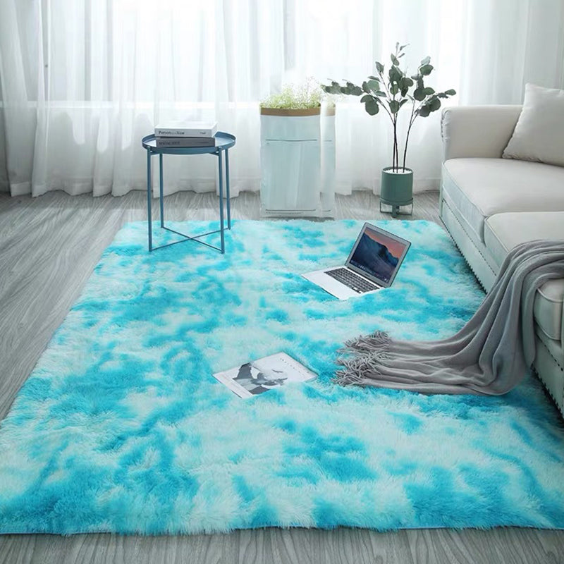 Comfort Multi Color Nordic Rug Polypropylene Tie-Dyeing Rug Pet-Friendly Washable Anti-Slip Backing Rug for Decoration Sky Blue Clearhalo 'Area Rug' 'Casual' 'Rugs' Rug' 2253947