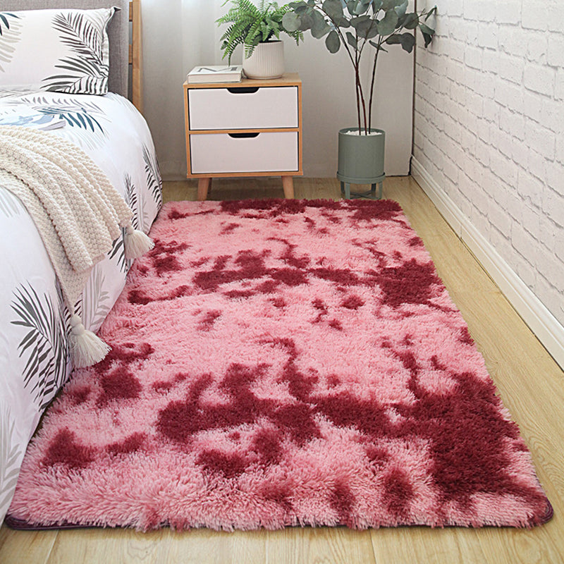 Soft Multi Colored Plain Rug Synthetics Nordic Style Carpet Anti-Slip Pet-Friendly Machine Washable Rug for Bedroom Red Clearhalo 'Area Rug' 'Casual' 'Rugs' Rug' 2253988