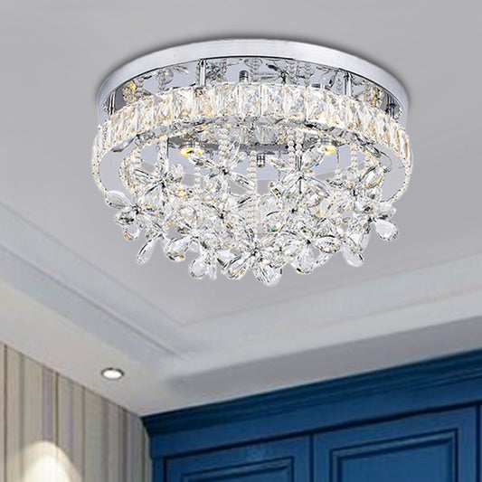 8"/12"/18" Dia Crystal Ceiling Flush Mount Ring Contemporary Chrome LED Ceiling Mounted Fixture Clearhalo 'Ceiling Lights' 'Close To Ceiling Lights' 'Close to ceiling' 'Semi-flushmount' Lighting' 225400