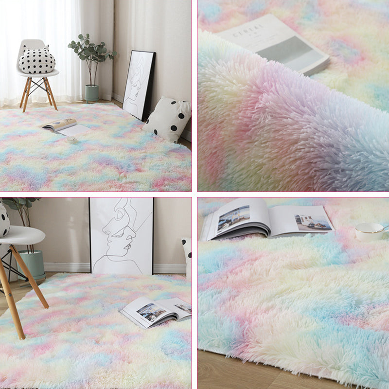 Scandinavian Home Rug Multicolor Plain Rug Synthetic Wool Stain Resistant Anti-Slip Washable Rug Yellow-Blue Clearhalo 'Area Rug' 'Casual' 'Rugs' Rug' 2254067