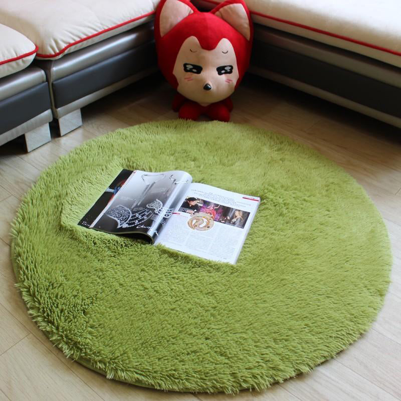 Minimalist Solid Color Rug Multi-Color Faux Wool Carpet Anti-Slip Stain Resistant Washable Rug for Bedroom Green Clearhalo 'Area Rug' 'Casual' 'Rugs' Rug' 2254114