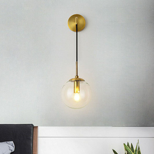 Glass Spherical Wall Sconce Light Simple Single Bulb Wall Hanging Lighting for Living Room Clearhalo 'Cast Iron' 'Glass' 'Industrial' 'Modern wall lights' 'Modern' 'Tiffany' 'Traditional wall lights' 'Wall Lamps & Sconces' 'Wall Lights' Lighting' 2254335