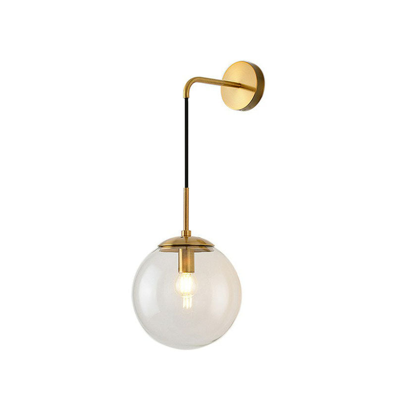 Glass Spherical Wall Sconce Light Simple Single Bulb Wall Hanging Lighting for Living Room Clearhalo 'Cast Iron' 'Glass' 'Industrial' 'Modern wall lights' 'Modern' 'Tiffany' 'Traditional wall lights' 'Wall Lamps & Sconces' 'Wall Lights' Lighting' 2254339