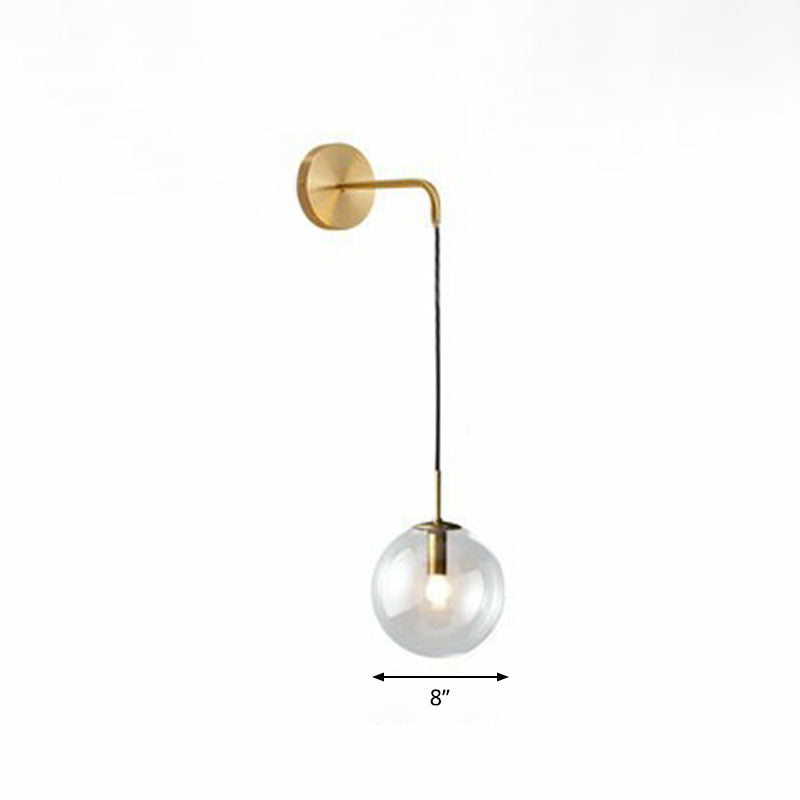 Glass Spherical Wall Sconce Light Simple Single Bulb Wall Hanging Lighting for Living Room Gold 8" Clear Clearhalo 'Cast Iron' 'Glass' 'Industrial' 'Modern wall lights' 'Modern' 'Tiffany' 'Traditional wall lights' 'Wall Lamps & Sconces' 'Wall Lights' Lighting' 2254343