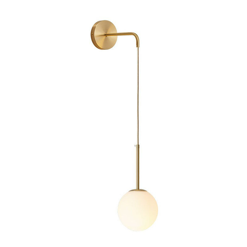 Postmodern Globe Wall Mounted Lamp Glass 1-Light Bedroom Wall Hanging Light Fixture Clearhalo 'Cast Iron' 'Glass' 'Industrial' 'Modern wall lights' 'Modern' 'Tiffany' 'Traditional wall lights' 'Wall Lamps & Sconces' 'Wall Lights' Lighting' 2254356