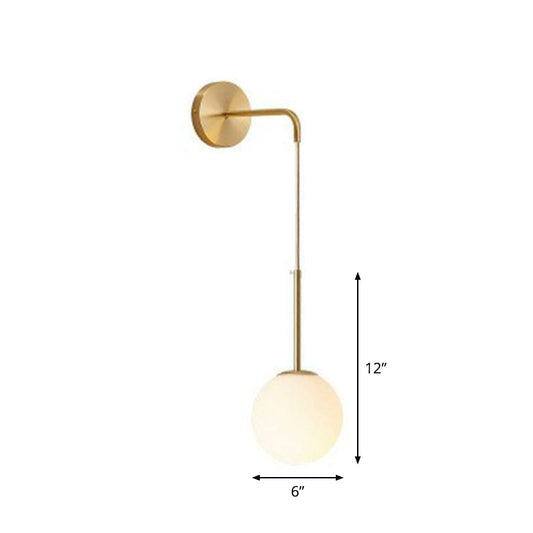Postmodern Globe Wall Mounted Lamp Glass 1-Light Bedroom Wall Hanging Light Fixture Gold White A Clearhalo 'Cast Iron' 'Glass' 'Industrial' 'Modern wall lights' 'Modern' 'Tiffany' 'Traditional wall lights' 'Wall Lamps & Sconces' 'Wall Lights' Lighting' 2254357