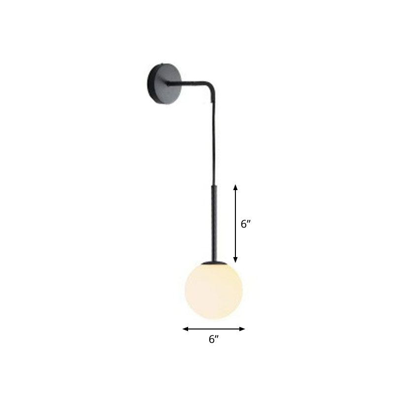 Postmodern Globe Wall Mounted Lamp Glass 1-Light Bedroom Wall Hanging Light Fixture Black White A Clearhalo 'Cast Iron' 'Glass' 'Industrial' 'Modern wall lights' 'Modern' 'Tiffany' 'Traditional wall lights' 'Wall Lamps & Sconces' 'Wall Lights' Lighting' 2254361