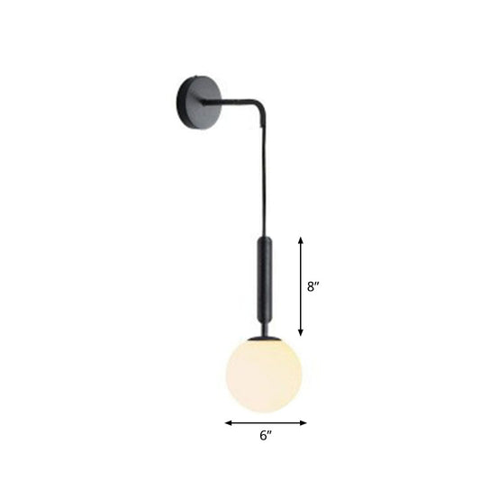 Postmodern Globe Wall Mounted Lamp Glass 1-Light Bedroom Wall Hanging Light Fixture Black White B Clearhalo 'Cast Iron' 'Glass' 'Industrial' 'Modern wall lights' 'Modern' 'Tiffany' 'Traditional wall lights' 'Wall Lamps & Sconces' 'Wall Lights' Lighting' 2254363
