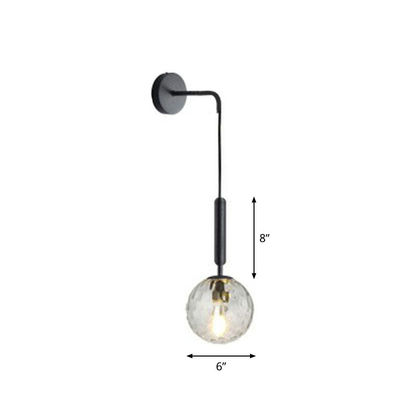 Postmodern Globe Wall Mounted Lamp Glass 1-Light Bedroom Wall Hanging Light Fixture Black Clear B Clearhalo 'Cast Iron' 'Glass' 'Industrial' 'Modern wall lights' 'Modern' 'Tiffany' 'Traditional wall lights' 'Wall Lamps & Sconces' 'Wall Lights' Lighting' 2254364