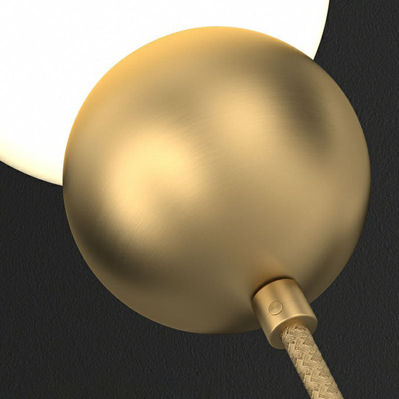 Orb Shaped Wall Lamp Simplicity Milky Glass 1 Head Gold Sconce Light with Hanging Cord Clearhalo 'Cast Iron' 'Glass' 'Industrial' 'Modern wall lights' 'Modern' 'Tiffany' 'Traditional wall lights' 'Wall Lamps & Sconces' 'Wall Lights' Lighting' 2254378